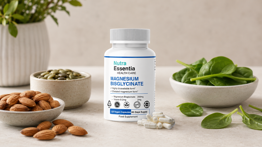 Nutra Essentia Magnesium Bisglycinate with spinach, almonds and pumpkin seeds